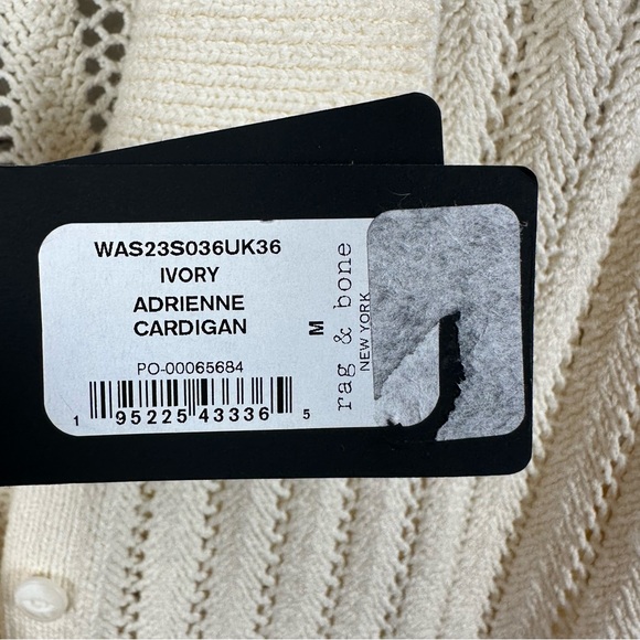 Rag & Bone Adrienne Relaxed Cardigan Sweater Button Front Midweight Ivory M NWT - Picture 3 of 8